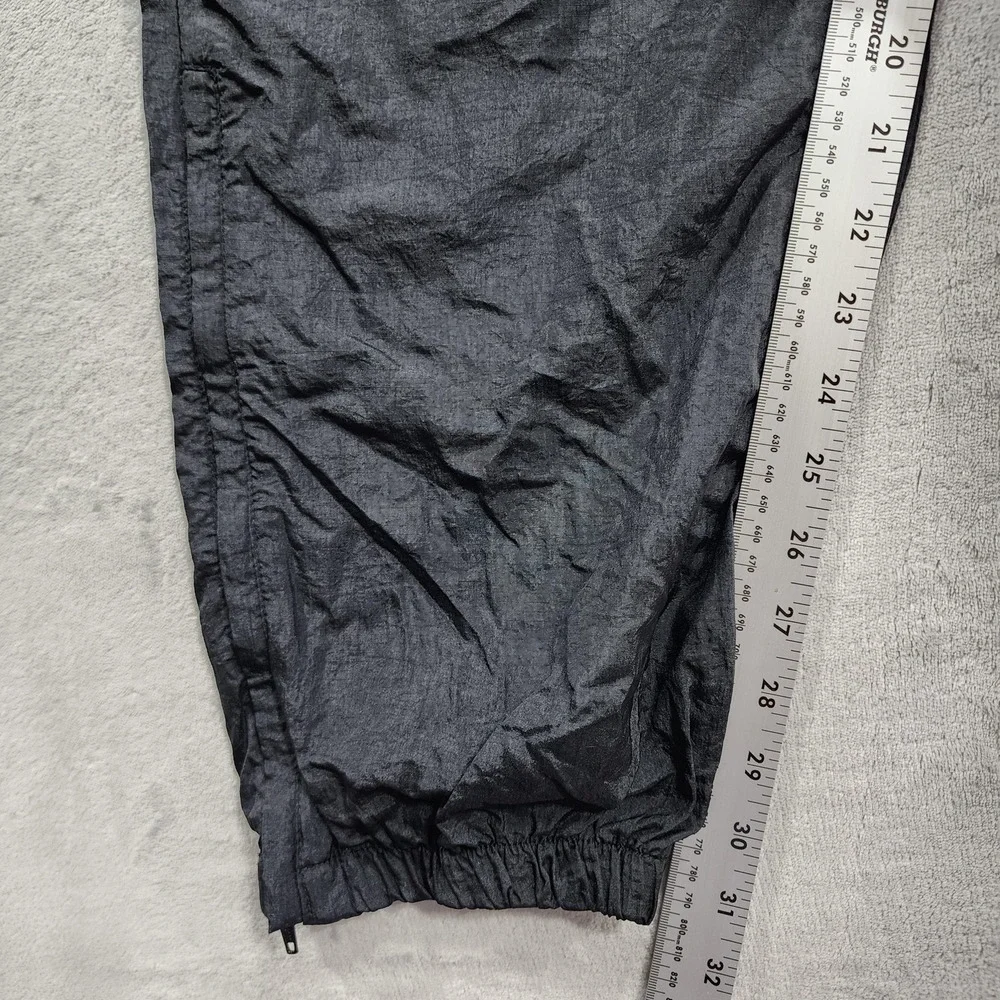 Vintage Champion Pants Mens L Black Nylon Track Jogger Zip Hem Lightweight